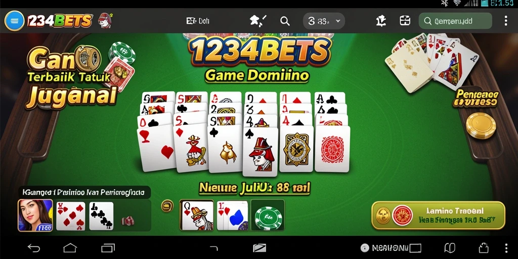 Screenshot permainan Domino 1234BETS dengan tampilan gameplay yang menarik.