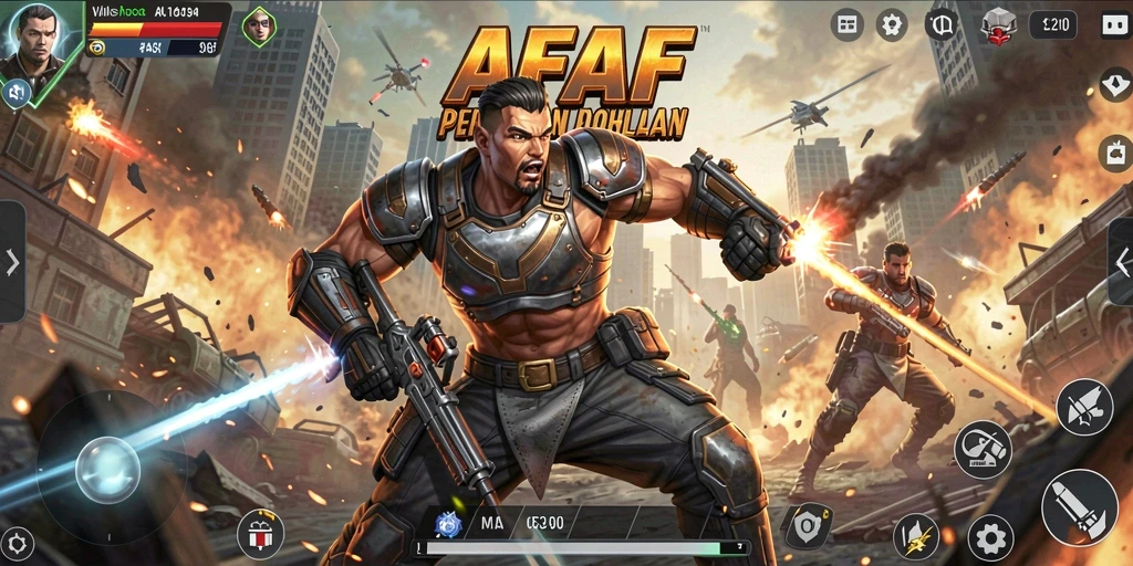 Tangkapan layar AFAF menunjukkan pertarungan seru dalam gameplay Action.