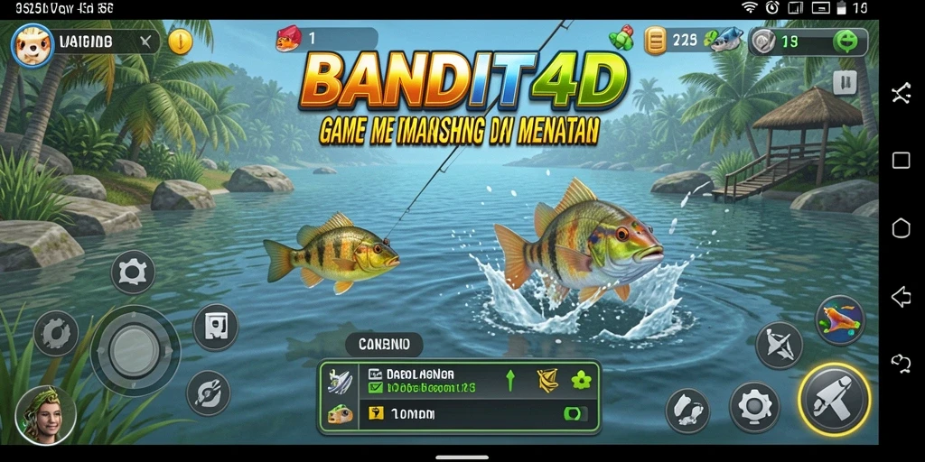 Screenshot gameplay BANDIT4D menunjukkan aksi memancing yang realistis.