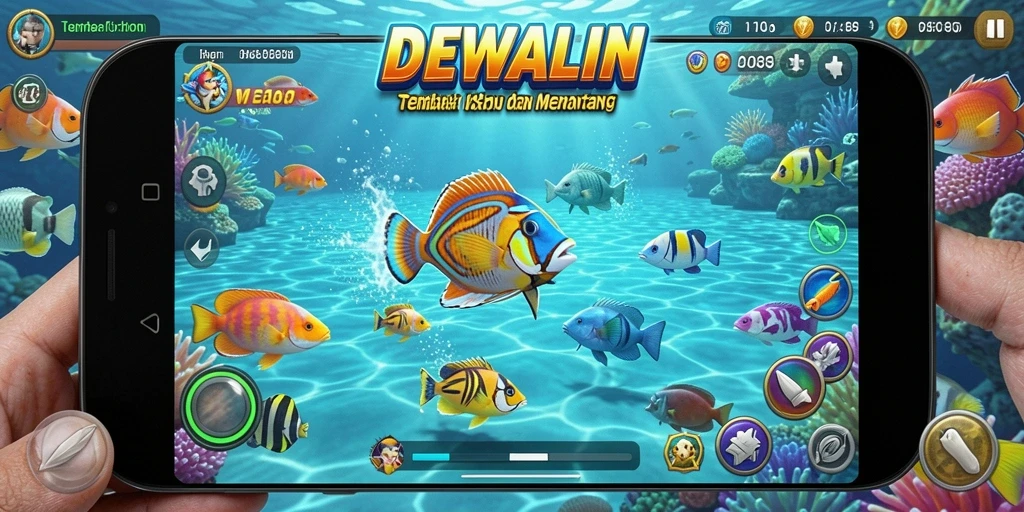 Tampilan gameplay seru di DEWALIN menembak ikan.