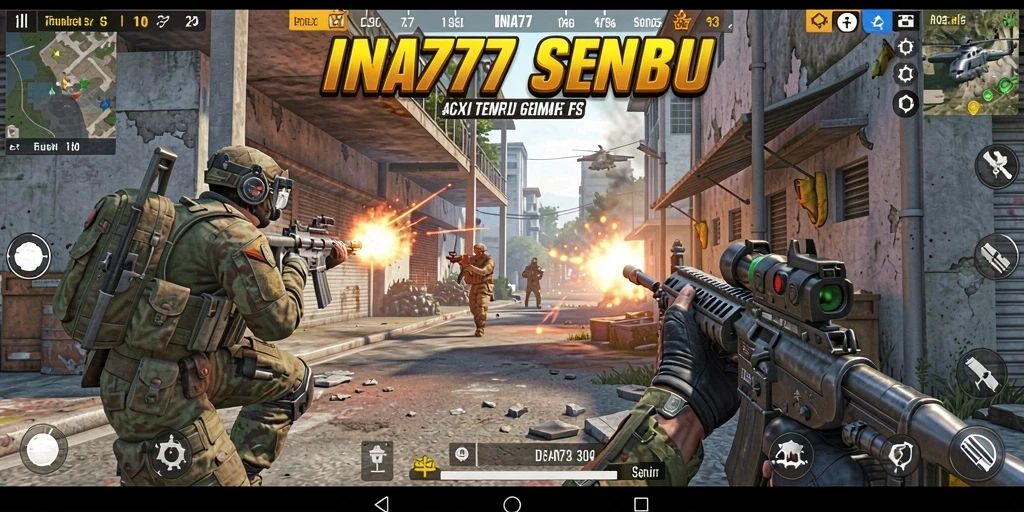 Tangkapan layar menampilkan aksi tempur seru di medan perang FPS.