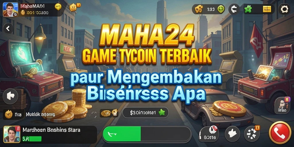 Tampilan gameplay menarik dari MAHA24 yang menunjukkan pembangunan bisnis.