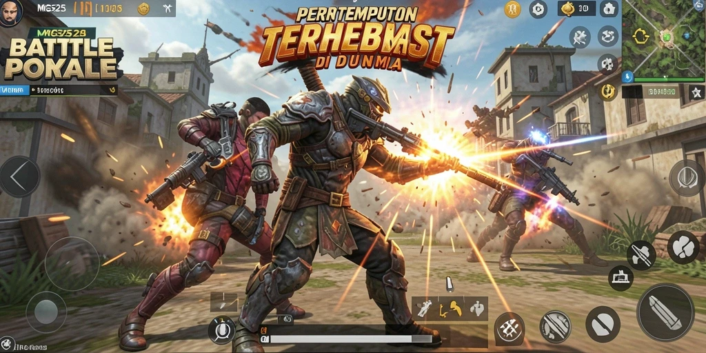 Gameplay menegangkan dari MG525 saat bertempur di arena.