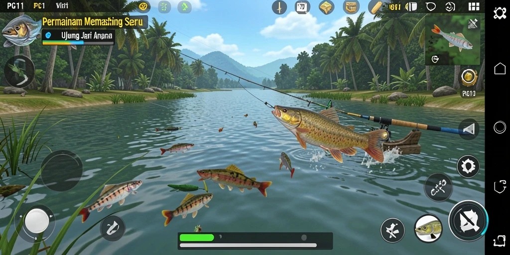 Tangkapan layar menunjukkan pengalaman memancing yang mendebarkan di PG11.