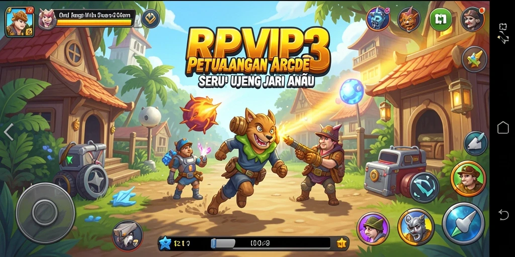 Tampilan gameplay RPVIP3 yang penuh aksi dan warna-warni.