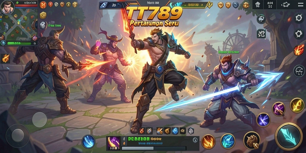 Screenshot gameplay TT789 menampilkan aksi seru di arena MOBA.